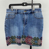 Designal Women's Size 6 Blue Embroidered Skirt