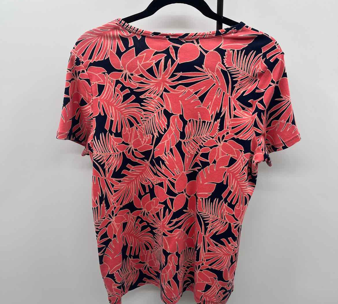 Lands End Women's Size XL Melon Leaf Short Sleeve Shirt