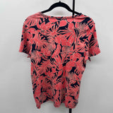 Lands End Women's Size XL Melon Leaf Short Sleeve Shirt