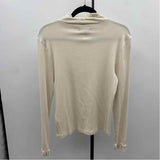 J Crew Women's Size L Ivory Ribbed Long Sleeve Shirt