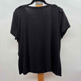 White House Black Market Women's Size XL Black Rhinestones Short Sleeve Shirt