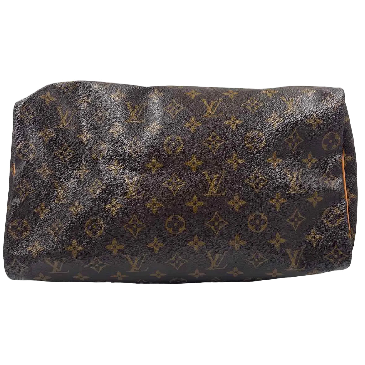 Bottom LOUIS VUITTON 2012 Brown Monogram SPEEDY 35 Tote Bag Purse w/Lock