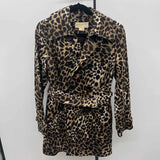 Michael Kors Women's Size S Brown Animal Print Trenchcoat