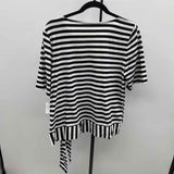 Talbots Women's Size L Black Stripe Short Sleeve Shirt