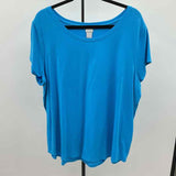 Chico's Women's Size 2X Blue Solid Short Sleeve Shirt