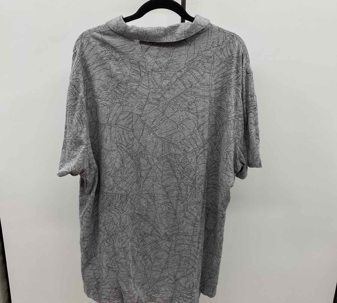 Banana Republic Men's Size XXL Gray Cotton Leaf Short Sleeve Shirt