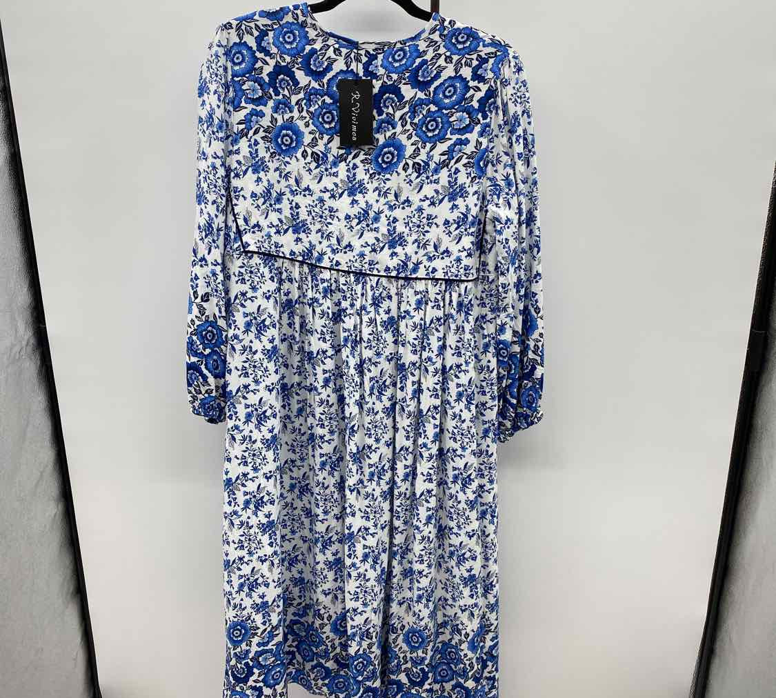 R. Vivimos Women's Size 10 Blue Floral Dress