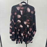 Simply Vera Wang Women's Size XL Black Floral Long Sleeve Shirt