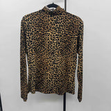 Mixit Women's Size L Brown Animal Print Long Sleeve Shirt