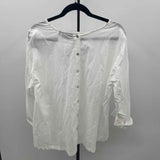 KikiSol Women's Size XL White Solid Long Sleeve Shirt