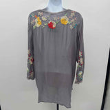 Johnny Was Women's Size L Gray Floral Long Sleeve Shirt