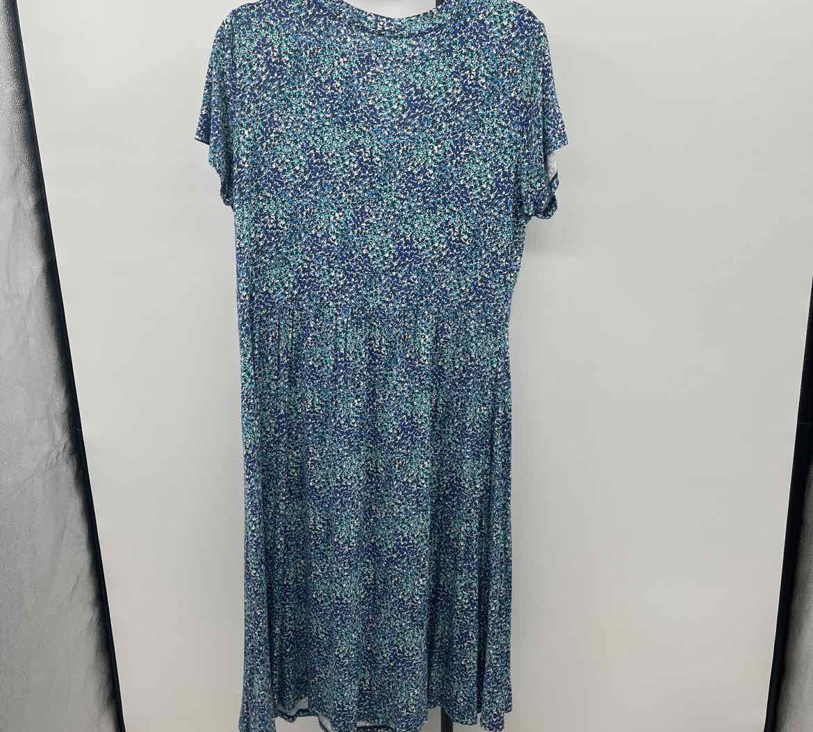 LL Bean Women's Size 16 Blue Floral Dress