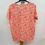 Lands End Women's Size L Peach Floral Short Sleeve Shirt