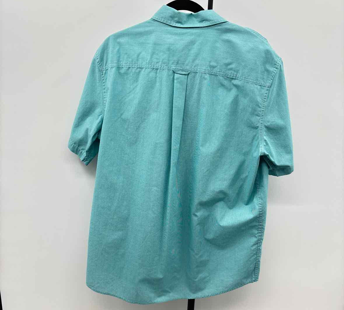 Chaps Men's Size L Teal Checkered Short Sleeve Shirt