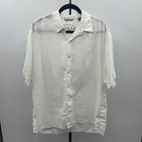 Tommy Bahama Men's Size L White Linen Solid Short Sleeve Shirt