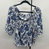 H&M Junior's Size M Blue Floral Short Sleeve Shirt