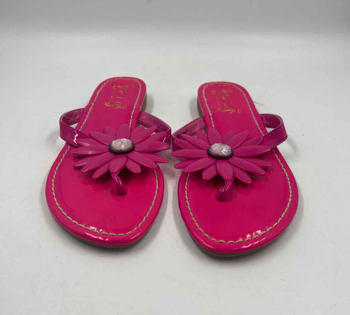 Miss Trish Women's Shoe Size 8.5 Fuschia Floral Flip Flops