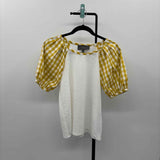 Sunday in Brooklyn Women's Size XS Mustard Yellow Checkered Short Sleeve Shirt
