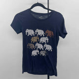 J Crew Women's Size XS Black Elephants Short Sleeve Shirt