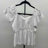 Ultra Flirt Women's Size XL White Ribbed Short Sleeve Shirt