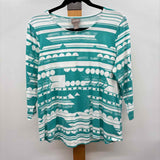 Chico's Women's Size M Teal Abstract Long Sleeve Shirt