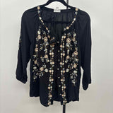 JJill Women's Size S Black Floral Long Sleeve Shirt