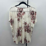 Maurice's Women's Size 1X Ivory Floral Short Sleeve Shirt