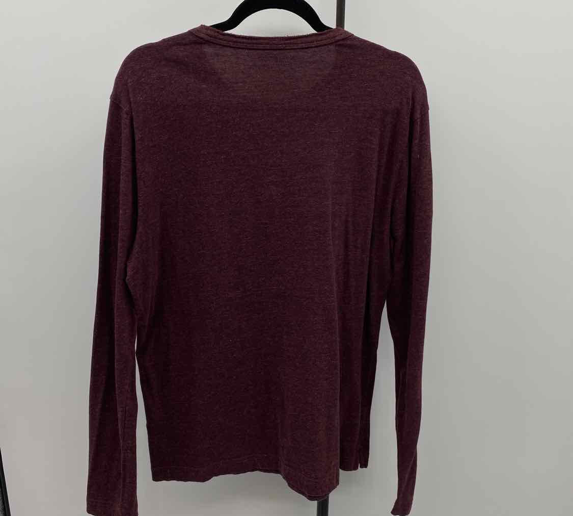 Banana Republic Men's Size L Maroon Organic Cotton Heathered Long Sleeve Shirt