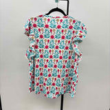 Ann Taylor Women's Size L White Flag Short Sleeve Shirt