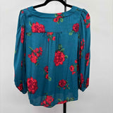 Maeve Women's Size XS Teal Floral Long Sleeve Shirt