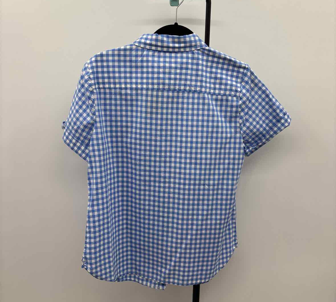 Tommy Hilfiger Women's Size M Blue Gingham Short Sleeve Shirt