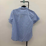 Tommy Hilfiger Women's Size M Blue Gingham Short Sleeve Shirt