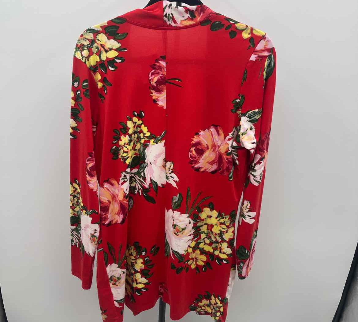 piphany Women's Size L/XL Red Floral Cardigan