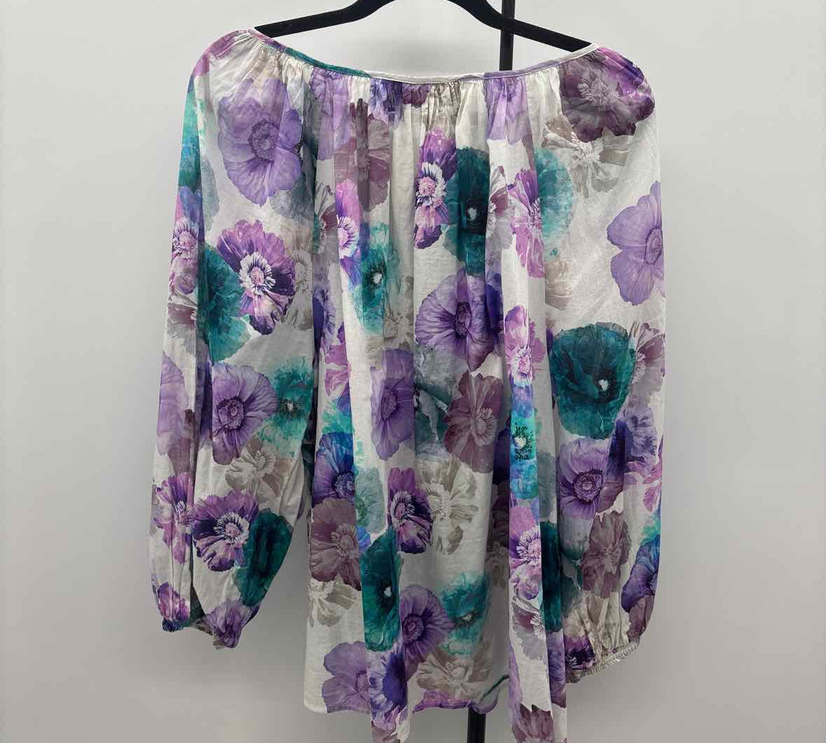Lane Bryant Women's Size 4X Teal Floral Long Sleeve Shirt