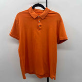 Lands End Men's Size L Orange Pima Cotton Solid Short Sleeve Shirt