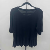 Liz Claiborne Women's Size L Black Solid Short Sleeve Shirt
