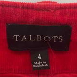 Talbots Women's Size 4 Red Corduroy Pants