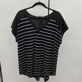 Adrienne Vittadini Women's Size XXL Black Stripe Short Sleeve Shirt