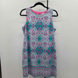 London Times Women's Size 14P Teal Abstract Dress
