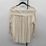 Chico's Women's Size L Tan Stripe Long Sleeve Shirt