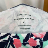 Charter Club Women's Size XL Black Print Short Sleeve Shirt