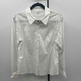Calvin Klein Women's Size M White Spotted Long Sleeve Shirt
