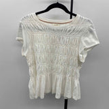 Pilcro Junior's Size M Ivory Textured Short Sleeve Shirt