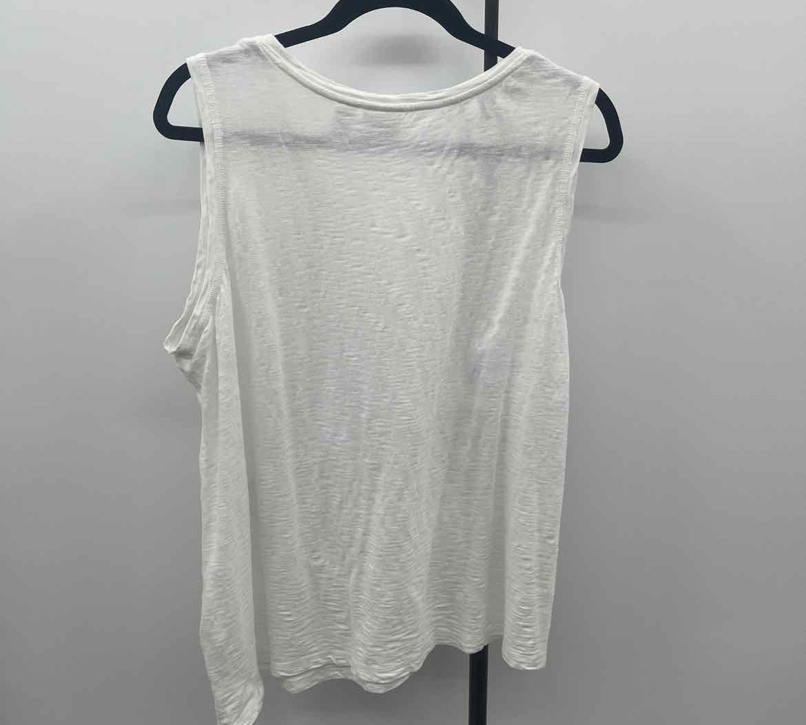 Chico's Women's Size XL White Solid Sleeveless Shirt