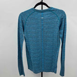 Lululemon Junior's Size M Turquoise Stripe Long Sleeve Shirt