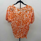 anybody Women's Size L Orange Floral Short Sleeve Shirt