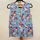 Talbots Women's Size M Blue Floral Sleeveless Shirt
