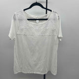 Talbots Women's Size L White Textured Short Sleeve Shirt