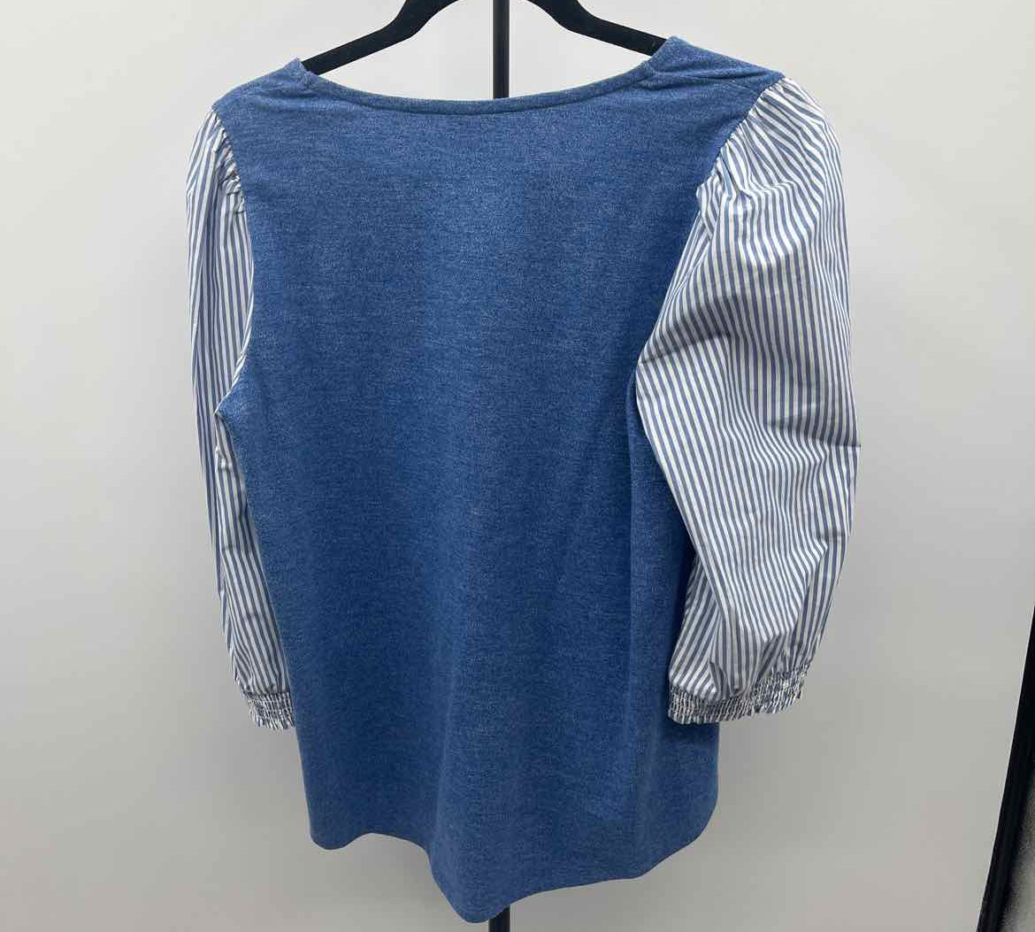 Chico's Women's Size M Blue Stripe Long Sleeve Shirt