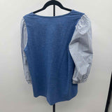 Chico's Women's Size M Blue Stripe Long Sleeve Shirt